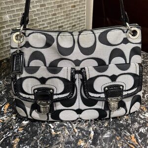 COACH 2012 Poppy Signature Hippie 2-way Bag with Front Pockets